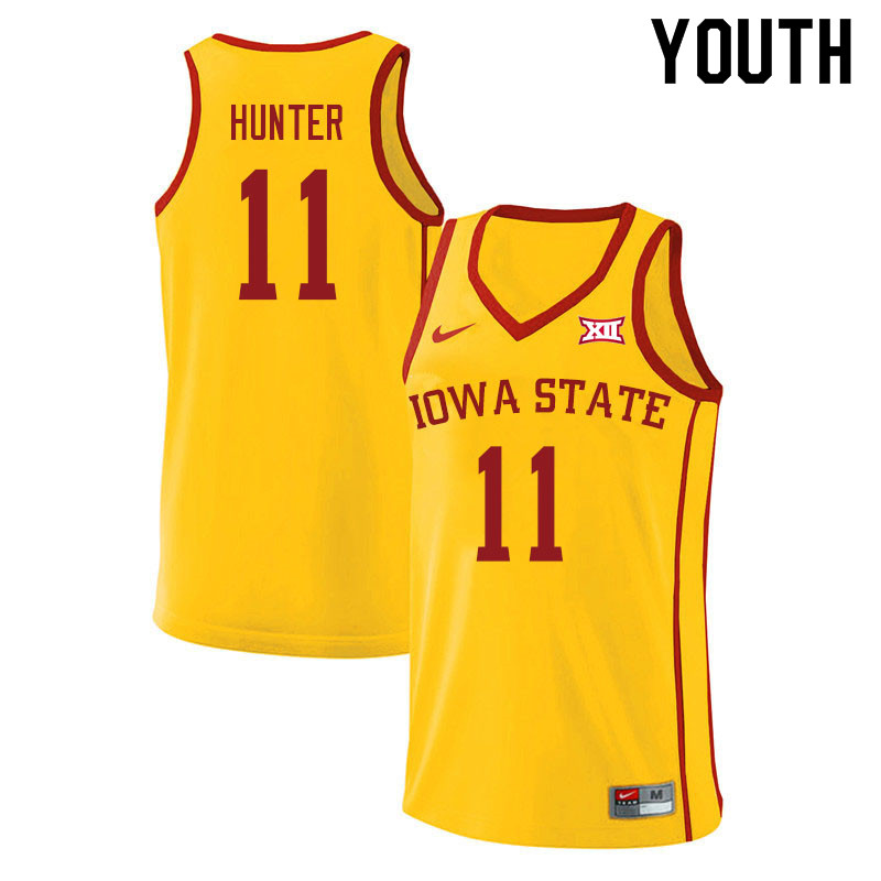 Youth #11 Tyrese Hunter Iowa State Cyclones College Basketball Jerseys Sale-Yellow